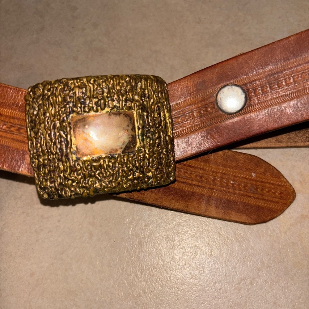 Hand Hammered Copper Rosenthal Vintage 74' Brutalist Belt Buckle